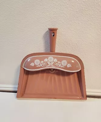 Vintage JV Reed Dust Pan Rustic Farm House Pink Blush Floral Kitchen USA Hanging • $20