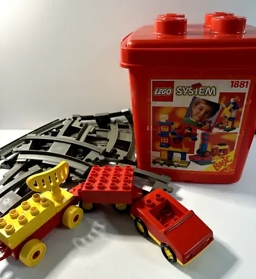 $44.95 • Buy Lego Duplo 1881 Red Bucket Train Track 12 Pieces 2 Carriages