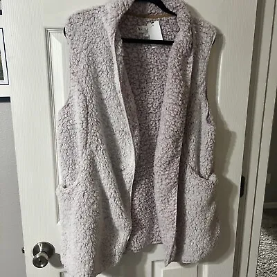 $44.90 • Buy Koolaburra By Ugg Sherpa Fleece Plush Open Front Vest Pockets Womens Large Pink