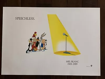 Warner Bros Mel Blanc Speechless 1908-1989 Litho Lithograph Print Poster 29x20 • $89.99