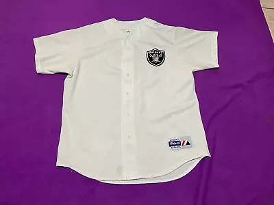 NFL Los Angeles Raiders Button Front White Majestic Football Jersey Size XL  Men • $10