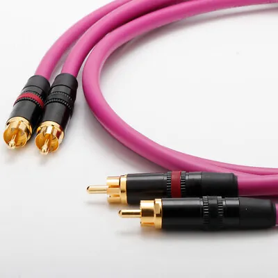 Pair 6N OFC RCA Cable Gold Plated RCA Plugs Audio Signal Wires HIFI Connectors • $52.99