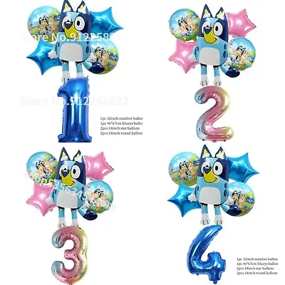 6pcs Bingo Bluey Theme Age Number Balloons Birthday Party Decoration • £9.99