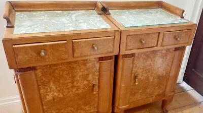 £120 • Buy Pair Of Austrian Art Nouveau Bedside Cabinets C1915 Pine, Walnut Mahogany