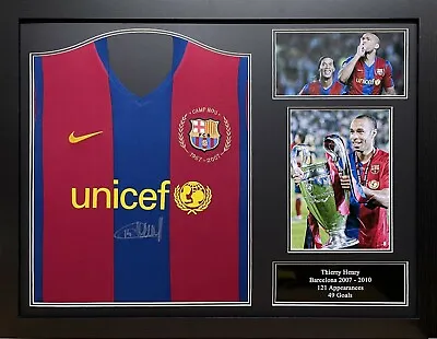 Framed Thierry Henry Signed Original Barcelona 2007/08 Football Shirt Proof Coa • £299.99