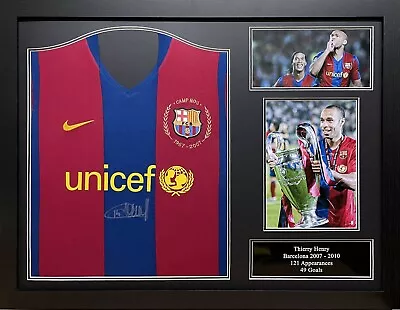 Framed Thierry Henry Signed Original Barcelona 2007/08 Football Shirt Proof Coa • £299.99