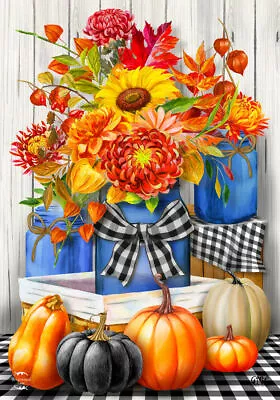 Fall Mason Jars Flower Pumpkin Thanksgiving Floral Mini Window Garden Yard Flag  • $8.97