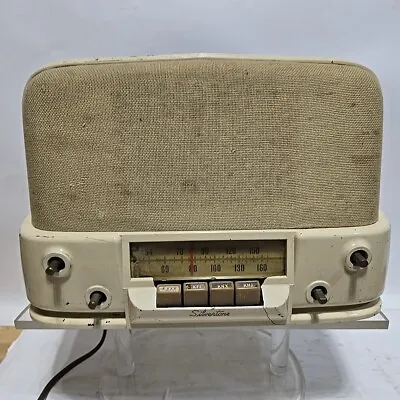 1947 Silvertone Model 7021 Tube AM Radio Vintage Sears Roebuck Art Deco Tabletop • $31.90