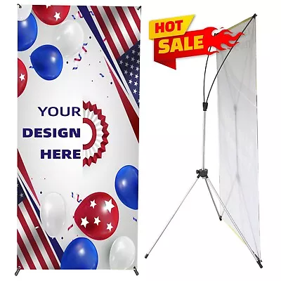 Adjustable X Banner Stand 23 X63  To 32 X74  Business  Store Sign Holder Display • $26.98