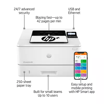 HP LaserJet Pro 4001ne White Professional Business Office Home Network Printer • $155.99