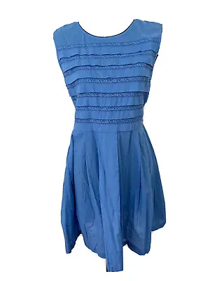 $29.95 • Buy ASOS Size 16 Blue Cotton Dress Sleeveless Stretchy Waist BNWT Casual Wedding