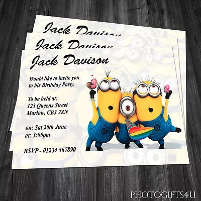 Personalised MINION / DESPICABLE ME Party Invitation Cards With Free Envelopes • £4.99