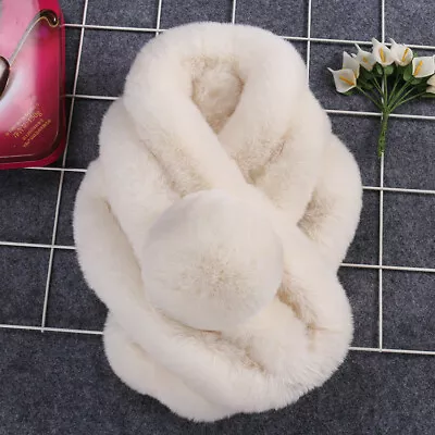 Winter Women Thicken Faux Fur Scarf Neck Warmer Fluffy Wrap Collar Stole Shawl • $11.60