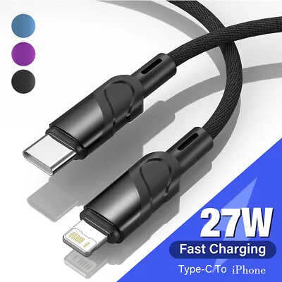 $9.36 • Buy 27W USB C PD Charger Cable Type C To IPhone Cord Fast Charging For IPhone IPad