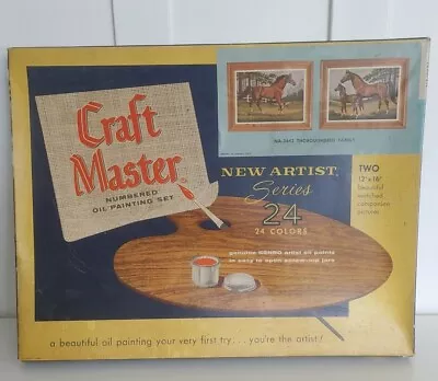 Craft Master Series 24 Paint By Numbers Thoroughbred Family Made 1963 Set Of 2 • $63.74