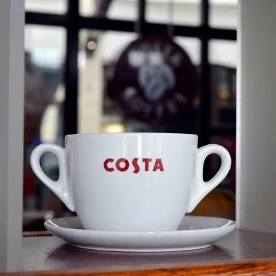 New Costa Coffee Large Double Handle Coffee Mug Cappuccino Ceramic Cup • £11.99