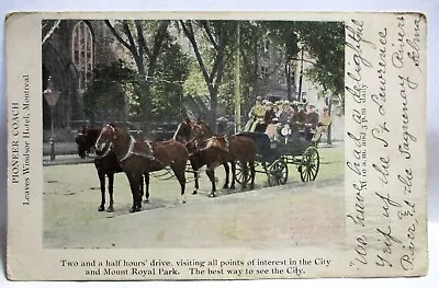 1905 Postcard Pioneer Coachhorse Drawn Tour Carriage Montreal Mount Royal Park • $0.99