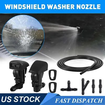 Windshield Wiper Water Washer Spray Nozzle Jet + 6.5ft Tube Pipe Hose Connector • $7.48