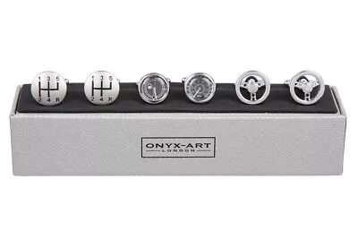 £41.95 • Buy 3 Pairs Of Driving Car Theme Mens Cufflinks Set In Onyx Art London Cufflink Box