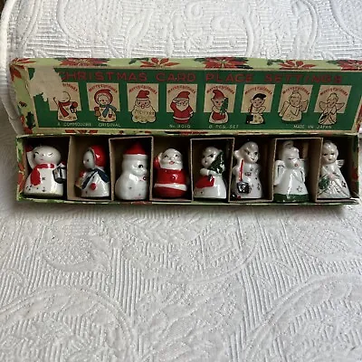 Vintage Commodore Ceramic Christmas Place Card Holders  Complete 8 Pcs W/Box #DR • $49.99