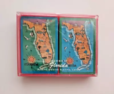 1960s-70s W/ILLUSTRATED FLORIDA C0ASTLINE - 2 Unused Decks Wrapped Made In USA • $9.95
