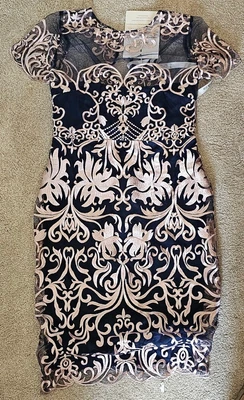 £30 • Buy Goddiva Navy/Rose Gold Occassion Dress Size 12