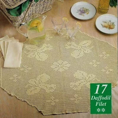 Daffodil Filet Doily Home Decor Crochet Pattern Instructions • $2.50