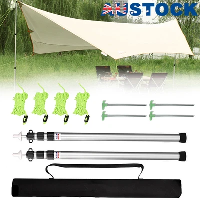 $15.99 • Buy 2x Kit Aluminum Camping Tarp Poles Telescoping Tent Pole Adjustable 90cm-230cm A