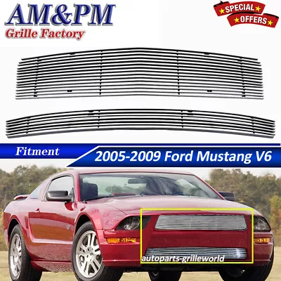 Fits 2005-09 Ford Mustang V6 Billet Grille Front Grill Chrome Combo 2008 2007 • $79.99