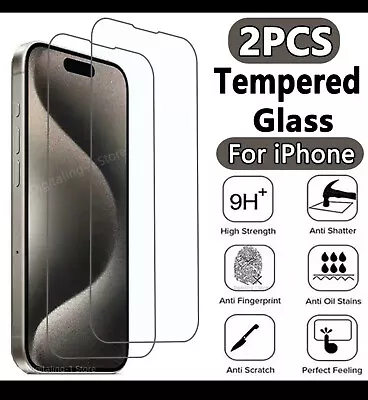 2XTempered Glass Screen Protector For IPhone 15 Plus 14 13 12 11 Pro XS Max XR 8 • $7.25