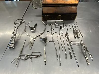 Antique Leather Doctor's Bag Medical Tools Gynecology Rectal Instr • $80