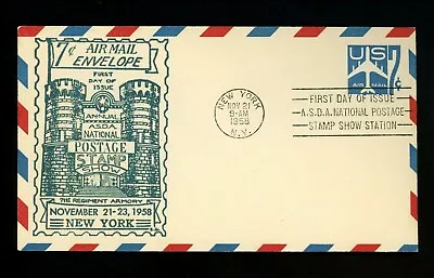 US FDC #UC33 George 1958 New York NY ASDA Station Jet Blue Air Mail Envelope • $14.99