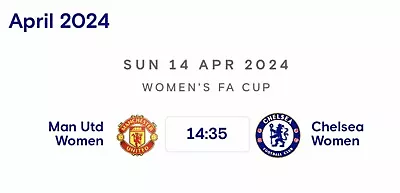 2024 WOMANS FA CUP SEMI-FINAL MANCHESTER UTD WOMEN V CHELSEA WOMAN PROGRAMME • £5.99