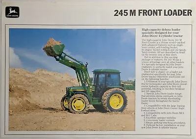 Original John Deere 245M Front Loader 1 Sheet Brochure / Spec Sheet C 1980's • £7