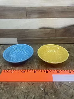 Vintage Homer Laughlin Harlequin Fiesta Nut Dishes Yellow & Blue • $35