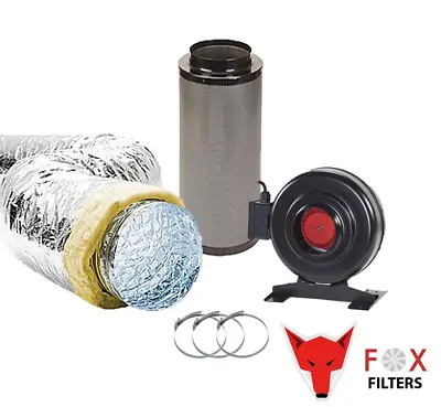 Fox RVK Acoustic 10M Ducting Carbon Filter Kit Low Noise Hydroponics • £64.05