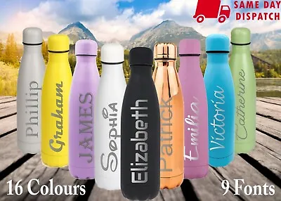 £14.99 • Buy Personalised Water Bottle 500ml Stainless Steel Insulated Vacuum Chilly Flasks
