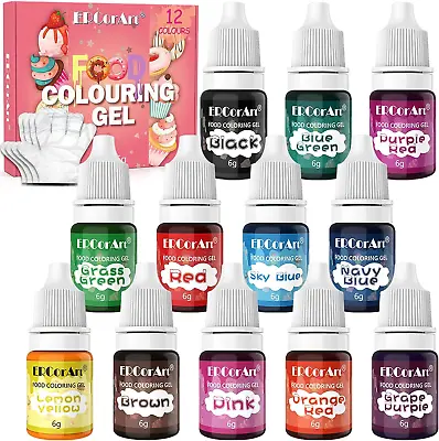 £7.22 • Buy 12 Colours Gel Food Colouring - Icing Gel Colours Set With Gloves, Gel Food For