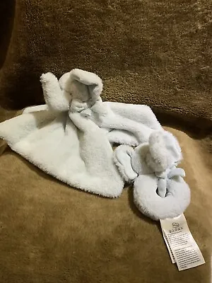 Costco Little Miracles Elephant Comforter Soother Blanket Blue Soft Toy & Rattle • £25