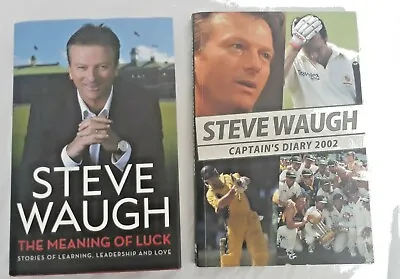 $52 • Buy 2 X STEVE WAUGH SIGNED Books - Captain's Diary 2002 + Meaning Of Luck