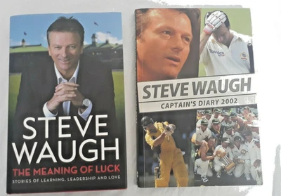 $52 • Buy 2 X STEVE WAUGH SIGNED Books - Captain's Diary 2002 + Meaning Of Luck