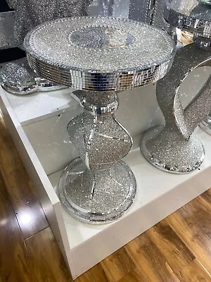 £64.99 • Buy Silver VENETIAN Mirrored Table Modern Flower Stand Bed Side Lamp Romany Mosaic U