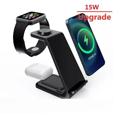 Wireless Charger Dock Charging Station 3 In 1 For Apple Watch IPhone 15 14 13 12 • $12.30