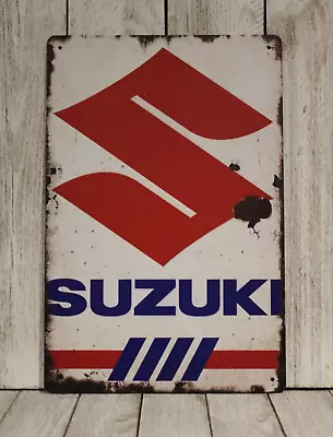 Suzuki Motorcycles Tin Metal Sign Vintage Retro Rustic Style Man Cave Garage XZ • $10.97