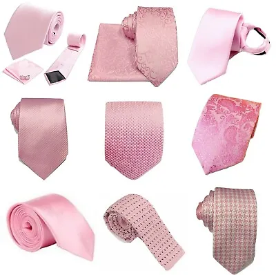 £3.99 • Buy Pink Collection Woven Paisley Jacquard Silky Knit Satin Tie Wedding Lot