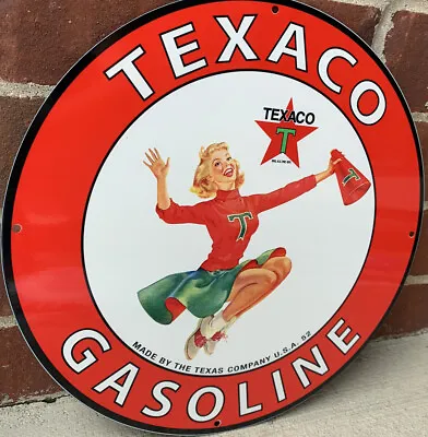 Vintage Style Texaco  Gasoline  Texas Oil  Company Gas Steel Metal  Sign • $55