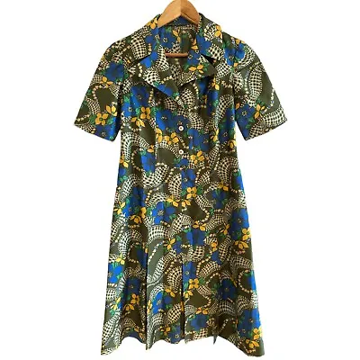 £12 • Buy Vintage Hand Made Dress Size 8 Approx 60s/70s Print Retro Floral
