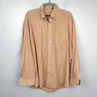 Burberry London Vintage Button Down Shirt Mens Large Orange Blue Striped  • $15