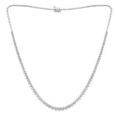 1.00 Carat T.W. Illusion Set Sterling Silver Miracle Plated Tennis Necklace 18  • $379.99