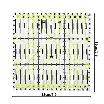 Acrylic Quilters Ruler Double Colored Grid Lines Clear Mark Quilting Ruler FIG • £8